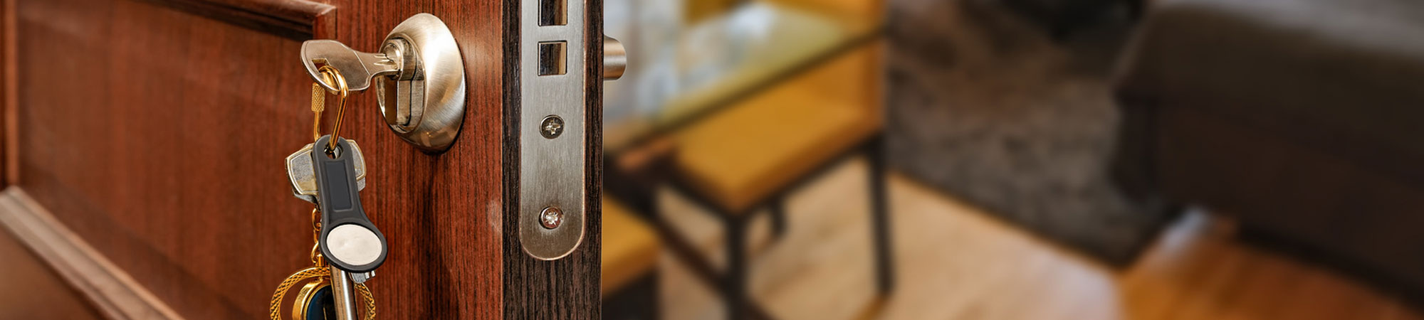 Keys in wooden door
