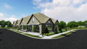 A Stone And Gable Roof Commercial Building Designed By Architecture Firms